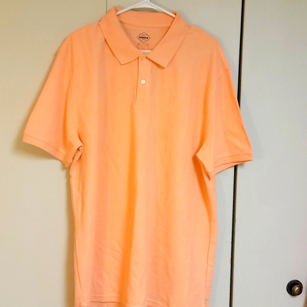 St John bay men's performance Polo shirt men's XL men's wear XL orange color